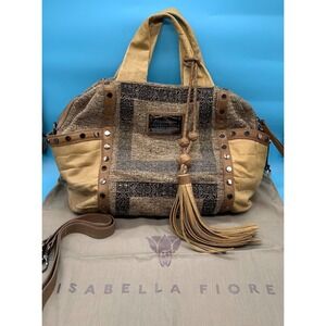 Isabella Fiore Brown Studded‎ Hobo Shoulder Bag Purse Boho Y2K